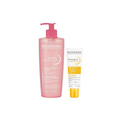 Bioderma Skincare Set - Sensitive Skin Care with Gentle Cleansing Gel & SPF50+ Sunscreen Bioderma Skincare Set - SPF50+ Sunscreen & Gentle Cleansing Gel Bioderma Skincare Set, Sensitive Skin Care, SPF50+ Sunscreen, Gentle Cleansing Gel, Matifying Sun Protection, Skincare for Sensitive Skin, Bioderma Sensibio Foaming Gel, Bioderma Photoderm Aquafluid, Sensitive Skin Solutions, Skincare Routine, Sun Protection, Dermatologically Tested