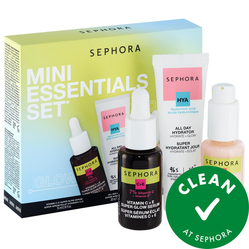 SEPHORA COLLECTION Mini Essentials Skincare Set - Natural, Cruelty-Free, Vegan Skincare Products for Radiant Glowing Skin SEPHORA COLLECTION Mini Skincare Set - Natural & Cruelty-Free skincare set, mini skincare products, natural skincare, cruelty-free skincare, vegan skincare, gluten-free skincare, travel skincare, gift sets, skincare for sensitive skin, hyaluronic acid, vitamins C and E, niacinamide, lactic acid