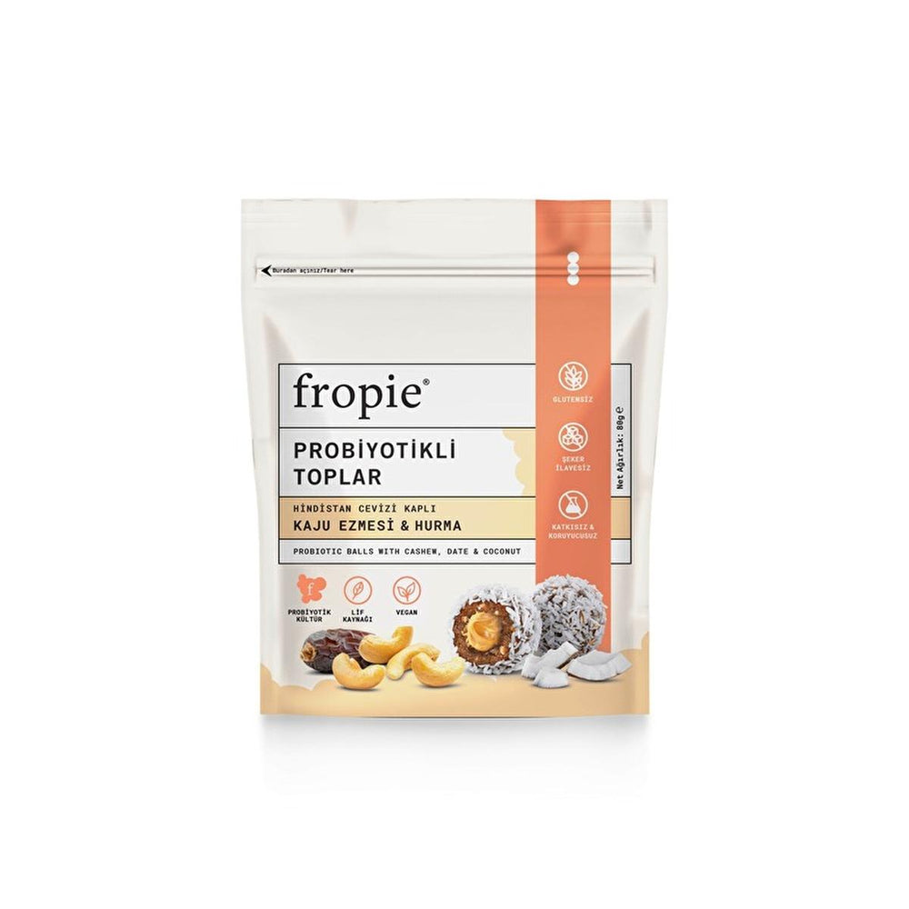 Fropie Vegan Probiotic Snack Balls - Gluten-Free, No Added Sugar, High in Fiber - Healthy Energy - Vitamin & Supplement