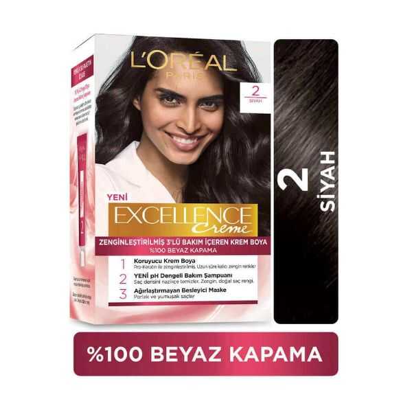 L'Oreal Paris Excellence Creme Permanent Hair Dye 2 Black