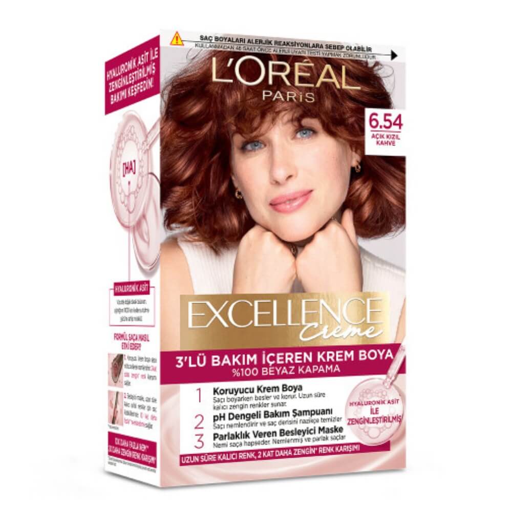 L'Oreal Paris Excellence Creme Gloss Hair Dye 6.54 Light Red Brown