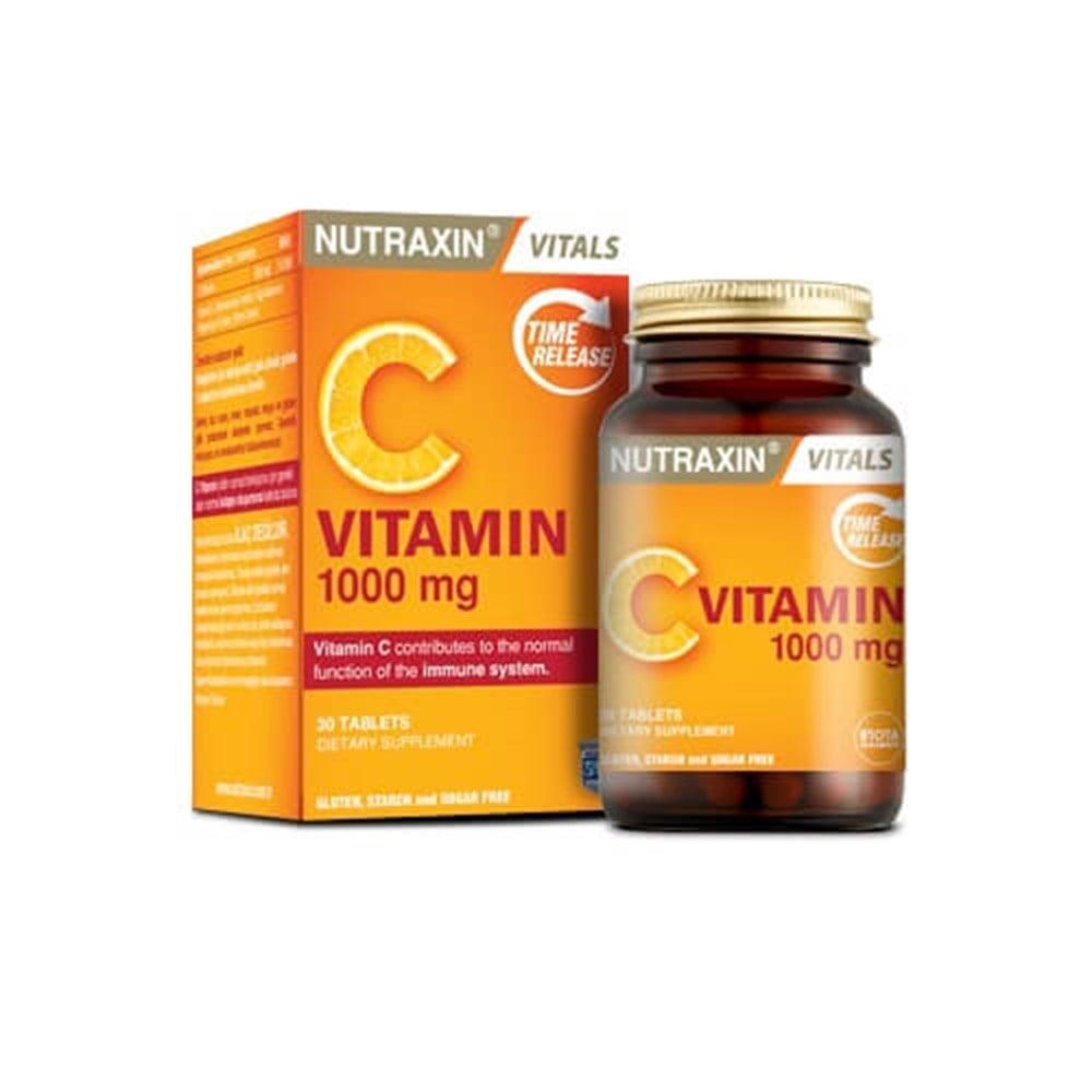Nutraxin Vitamin C 1000 mg Supplement - Natural, Allergen-Friendly, Gluten-Free, 30 Tablets for Immune Support - image 2