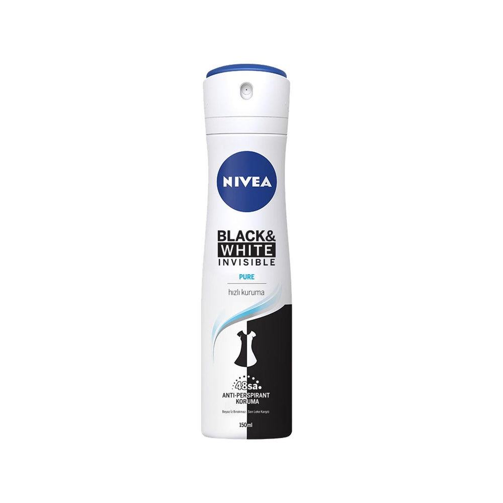 Nivea Invisible Black&White Pure Deodorant Spray - Anti-Perspirant for Clothing Protection, 5.07 fl oz Nivea Invisible Deodorant Spray - Anti-Perspirant for Black & White Clothes Nivea Invisible Deodorant Spray, Black and White Deodorant, Anti-perspirant spray for clothing protection, Deodorant for daily use, Invisible deodorant spray, Deodorant Spray, Anti-perspirant, Clothing Protection, Nivea Deodorant, Invisible Deodorant, Black and White Clothing Deodorant, Long-lasting Deodorant, Freshness, Confidence