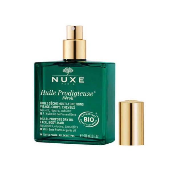 Nuxe Huile Prodigieuse Neroli Organic Dry Oil - 100ml Multi-purpose Beauty Oil for Face, Body, Hair - Hair Mask