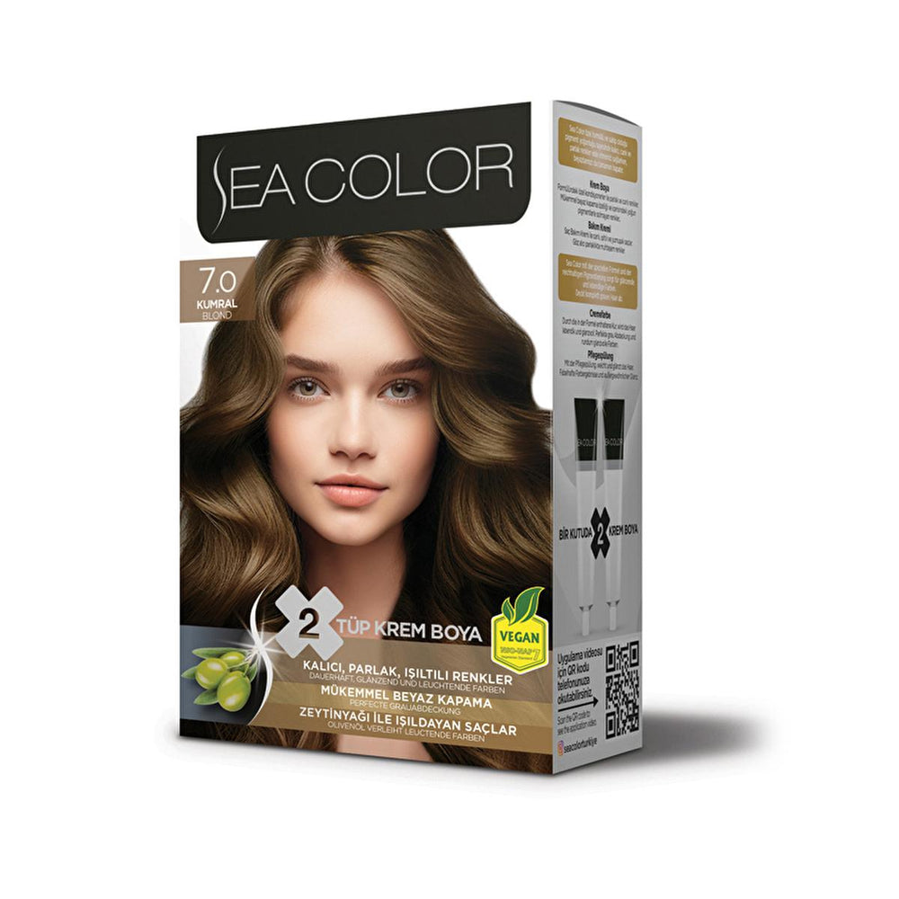 Sea Color Set Boya 7.0 Kumral Hair Dye - Olive Oil Formula for Shiny, Long-Lasting Color & 100% Gray Coverage - Hair Dye