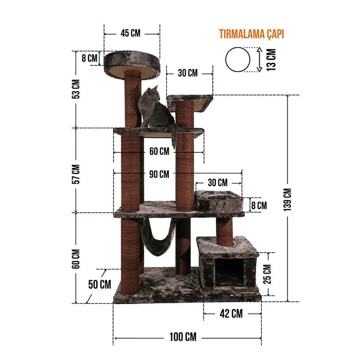 Lotus Pet Design Istanbul Brown Cat Scratcher Post