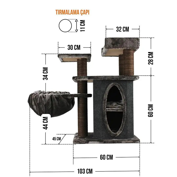 Lotus Pet Design Alanya Brown Cat Scratching Post 1 Unit