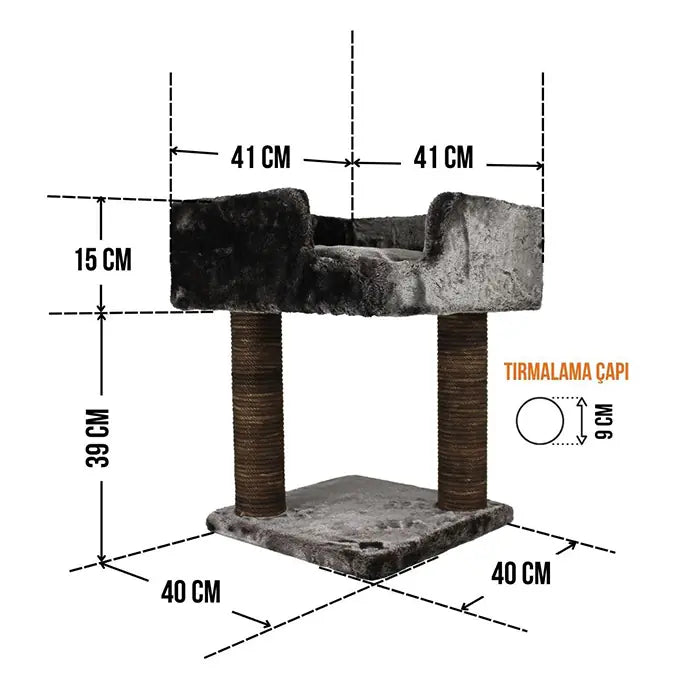 Lotus Pet Design Lyon Grey Cat Scratcher Durable Sisal Post