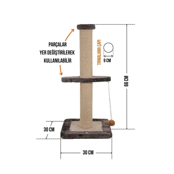 Lotus Pet Design Single Grey Cat Scratching Post 66cm
