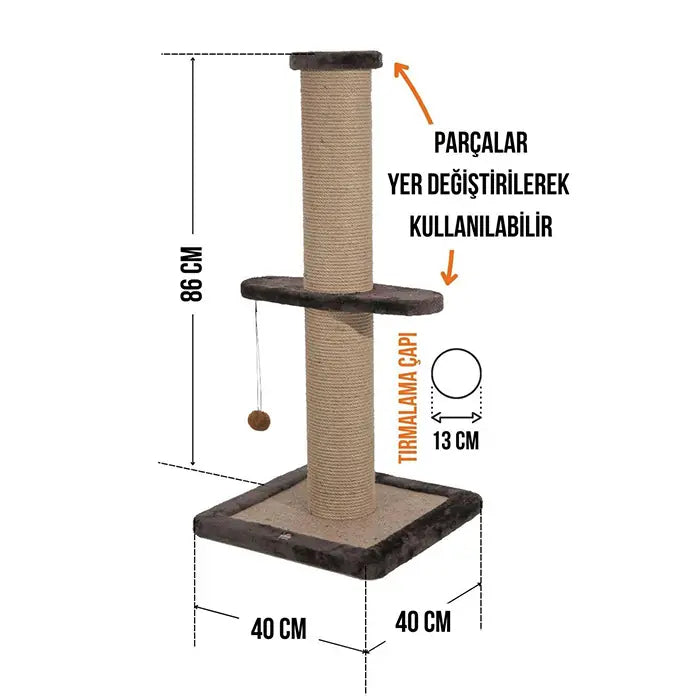 Lotus Pet Design Brown Single Cat Scratching Post 86cm