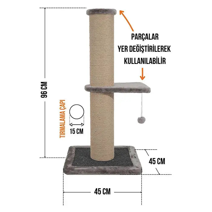 Lotus Pet Design Brown Single Cat Scratching Post 96cm