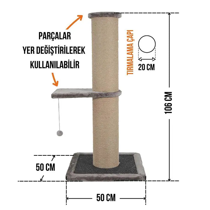 Lotus Pet Design Single Brown Cat Scratching Post 106cm