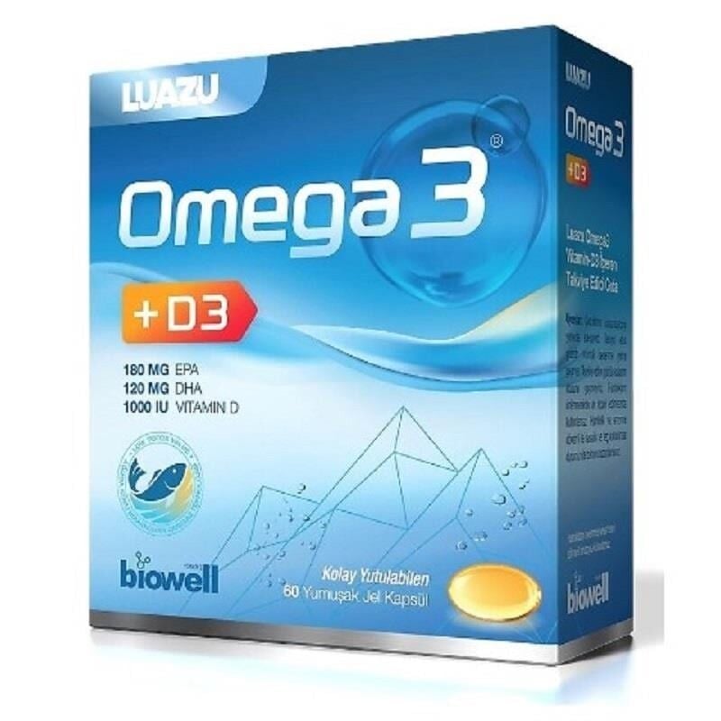 Luazu Omega-3 with Vitamin D3 Dietary Supplement 60 Softgels