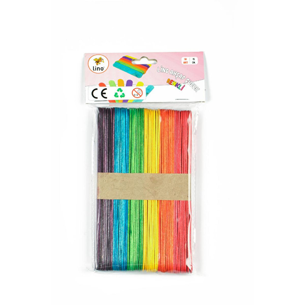 Lino Colorful Wooden Craft Sticks, 15 cm, 50-Pack - Arts & Crafts Supplies for Kids and Educators - view 2