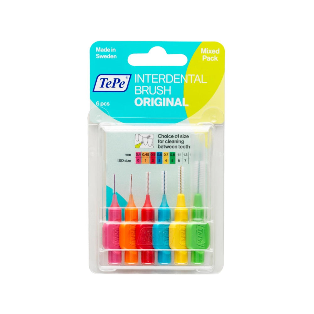 Tepe Interdental Brushes - 6-Pack Mixed Colors for Effective Plaque Removal & Gum Health - Dental Brush, Between Teeth Cleaner Tepe Interdental Brush: Best Dental Brush for Plaque Removal interdental brush, dental brush, Tepe brush, between teeth cleaner, gum disease prevention, plaque removal brush, orthodontic brush, interdental cleaning, small interdental brushes, oral hygiene, dental care, gum health, plaque removal, interdental cleaning, braces, dental implants, adults, oral hygiene routine, mixed colo
