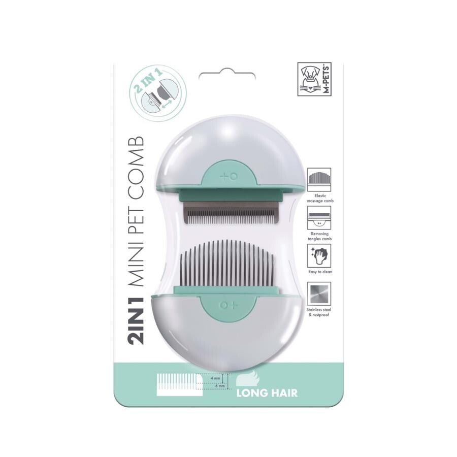 M-Pets 2-in-1 Long Hair Deshedding and Massage Tool 9cm