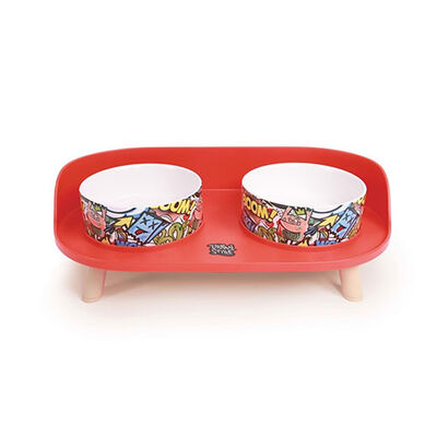 M-Pets Altitude Urban Style Double Elevated Pet Bowl Red 450 ml