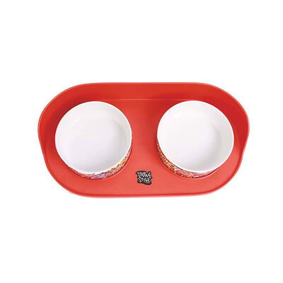 M-Pets Altitude Urban Style Double Elevated Pet Bowl Red 450 ml
