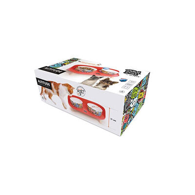 M-Pets Altitude Urban Style Double Elevated Pet Bowl Red 450 ml