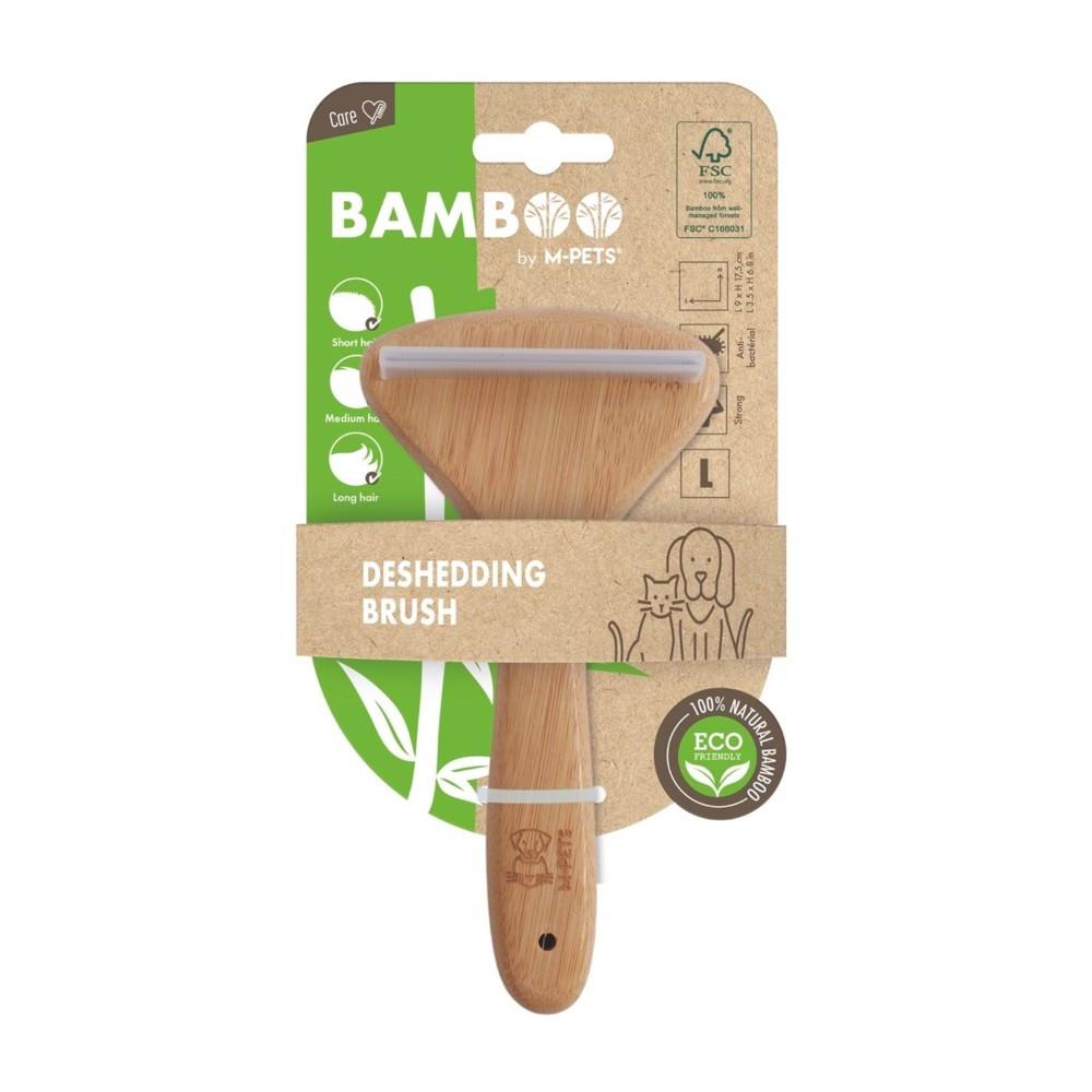 M-Pets Bamboo De-Shedding Brush for Healthy Coat Size L