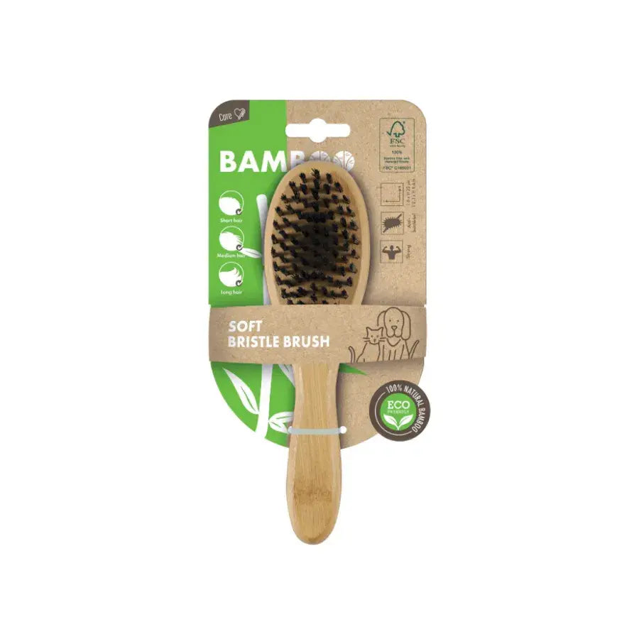 M-Pets Bamboo Soft Bristle Brush for Sensitive Coats 22cm