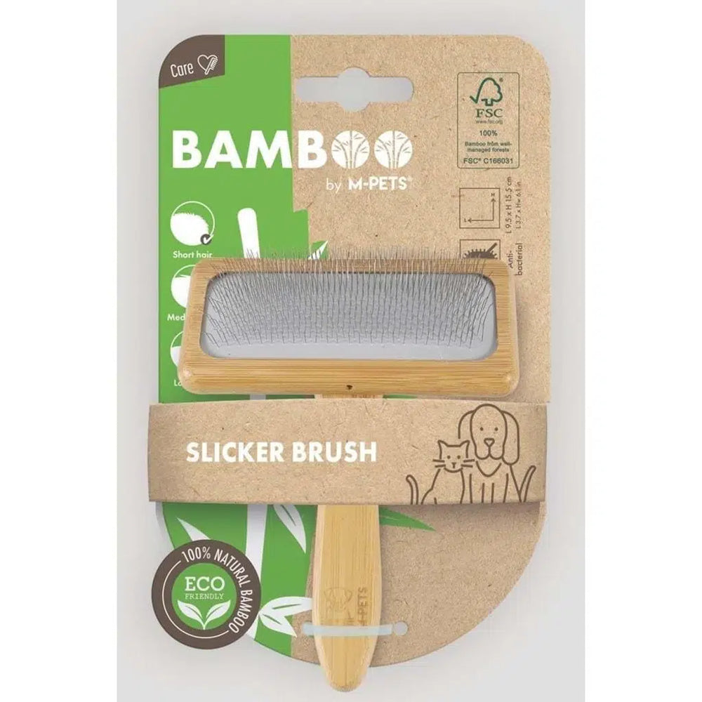 M-Pets Bamboo Slicker Brush for Grooming 9.5x15.5 cm