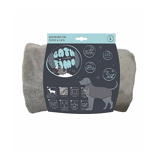 M-Pets Bath Time Dog Bathrobe Absorbent Microfiber Size L