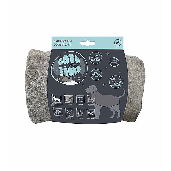 M-Pets Bath Time Dog Bathrobe Absorbent Microfiber Size M