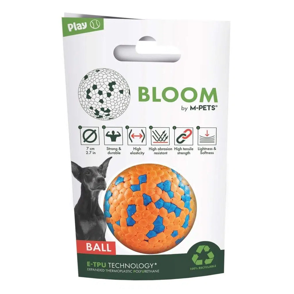 M-Pets Bloom Ball Durable Floating Dog Toy Orange & Blue 7cm
