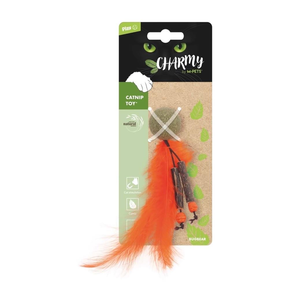M-Pets Catnip & Matatabi Feathered Ball Cat Toy Orange 11.5cm