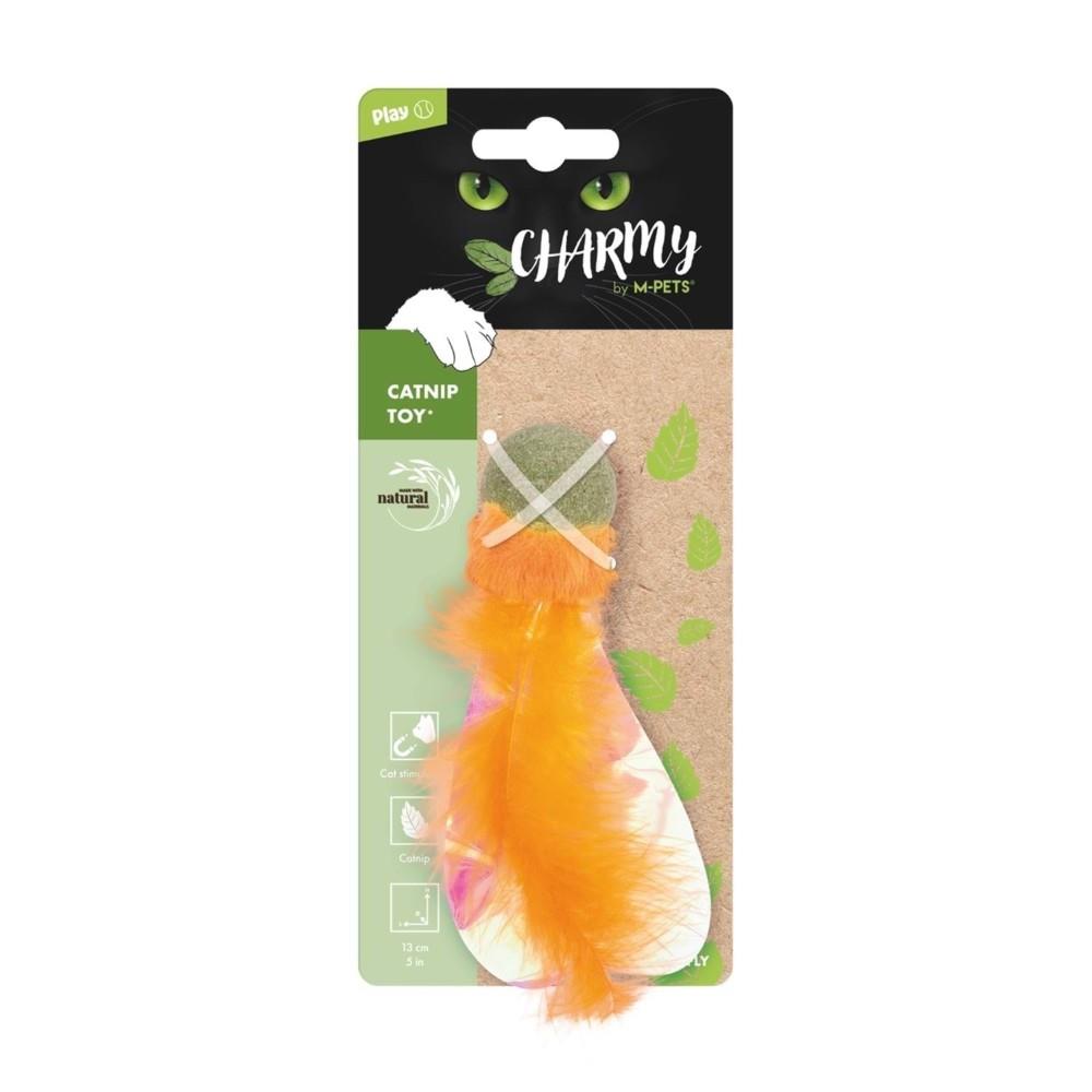 M-Pets Catnip & Matatabi Feathered Ball Cat Toy Orange 13cm