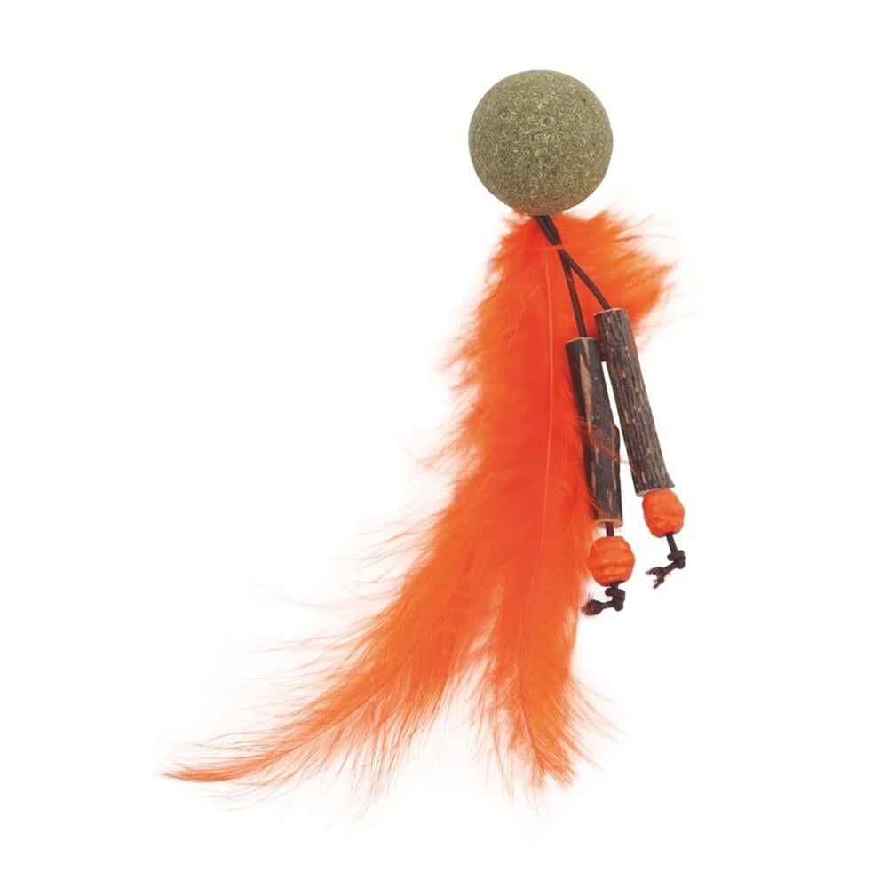 M-Pets Catnip & Matatabi Feathered Ball Cat Toy Orange 11.5cm