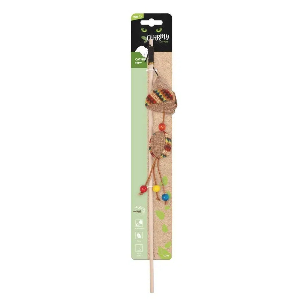 M-Pets Charmy Cone Catnip Cat Teaser Wand Brown