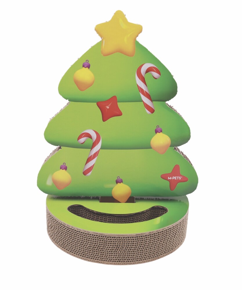 M-Pets Christmas Noel Tree Cat Scratcher Cardboard Toy (Green)