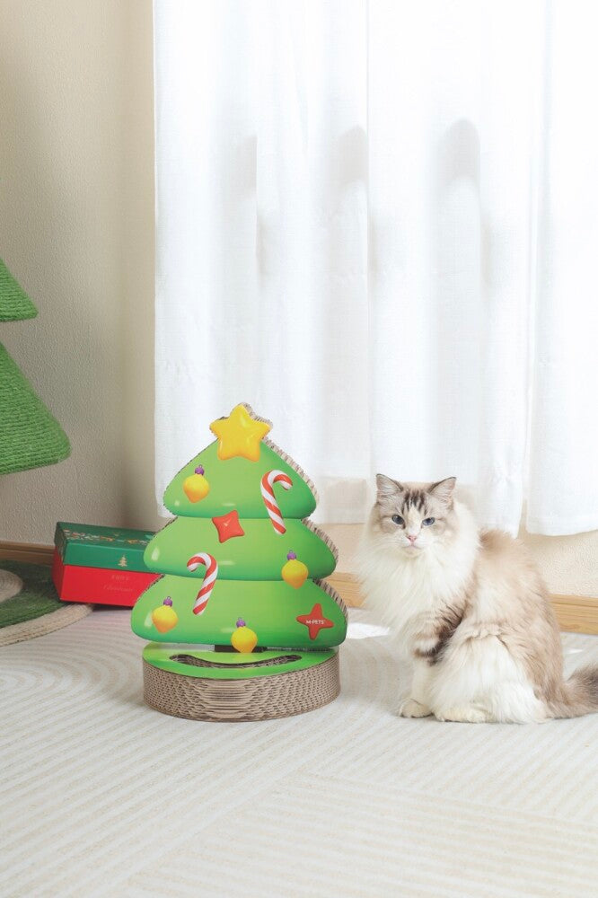 M-Pets Christmas Noel Tree Cat Scratcher Cardboard Toy (Green)
