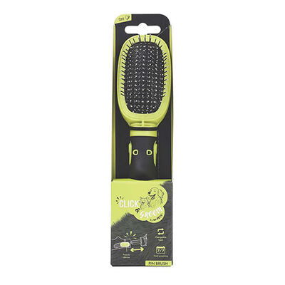 M-Pets Click & Groom Massage Pin Brush for Cats & Dogs 22cm