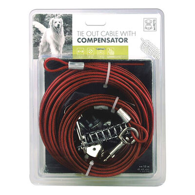 M-Pets Compensator Steel Dog Tie-Out Cable with Shock Absorber 15m