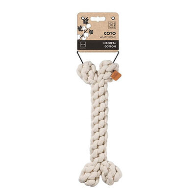 M-Pets Coto Braided Bone Dog Toy Durable Cotton White 30cm