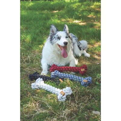 M-Pets Coto Braided Bone Dog Toy Durable Cotton Rope Black 30cm