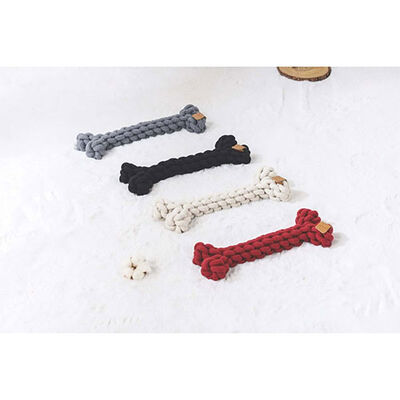 M-Pets Coto Braided Bone Dog Toy Durable Cotton Rope Black 30cm