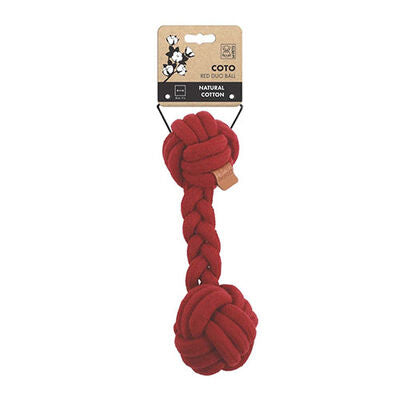 M-Pets Coto Red Duo Ball Braided Cotton Dog Toy 28 cm