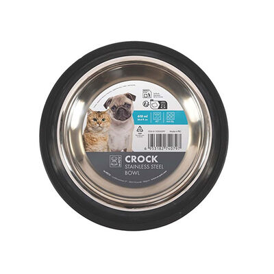 M-Pets Crock Stainless Steel Non-Slip Pet Bowl Medium 610 ml