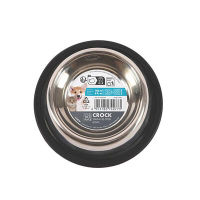 M-Pets Crock Stainless Steel Pet Bowl Non-Slip Base 180 ml