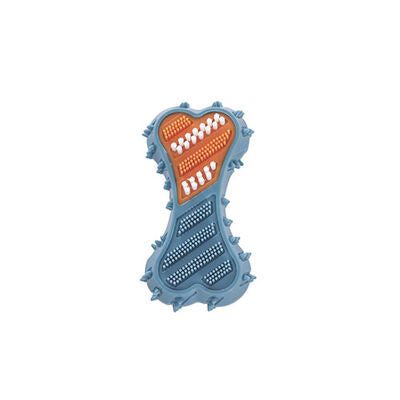 M-Pets Dental Squeaky Bone Blue Dog Toy with Brush Texture 14.2cm