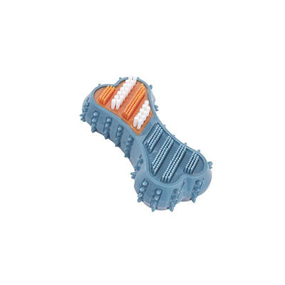 M-Pets Dental Squeaky Bone Blue Dog Toy with Brush Texture 14.2cm