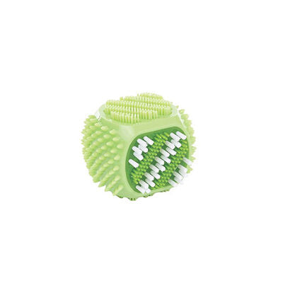M-Pets Dental Squeaky Cube Dog Toy with Brush Texture 3in