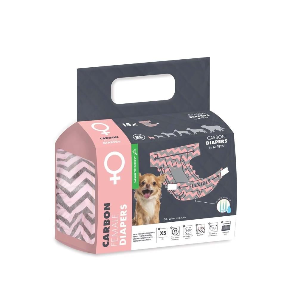 M-Pets Female Dog Diapers Absorbent XS 20-40cm 15 Count