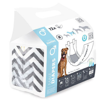 M-Pets Male Dog Diapers Leak Protection Large 12 Pack 20x65cm