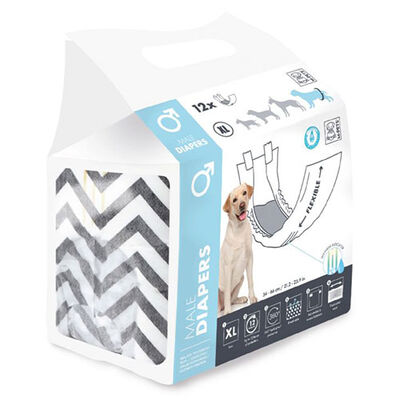 M-Pets Male Dog Diapers X-Large Absorbent Belly Wraps 12 Count
