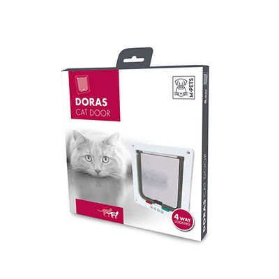 M-Pets Doras 4-Way Locking Cat Door White 19.7x19 cm